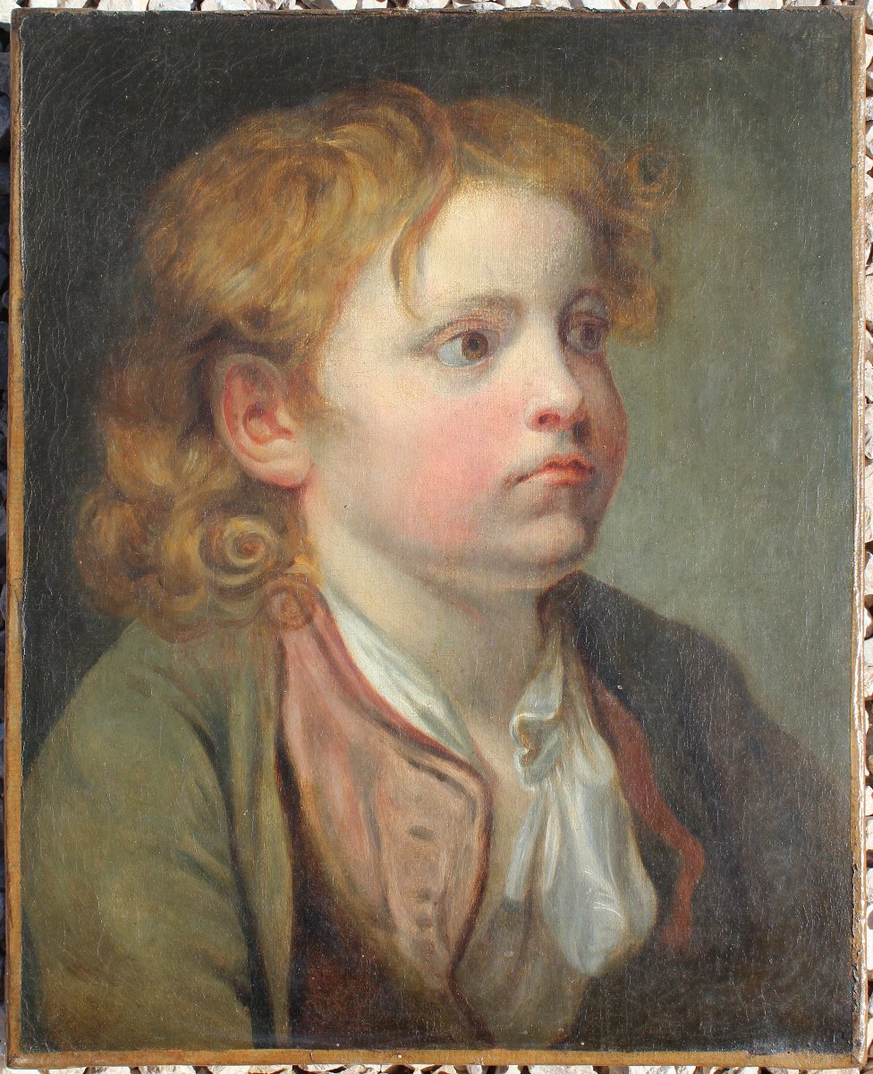 HUILE SUR TOILE Portrait d’enfant d' après Jean-Baptiste Greuze-photo-2