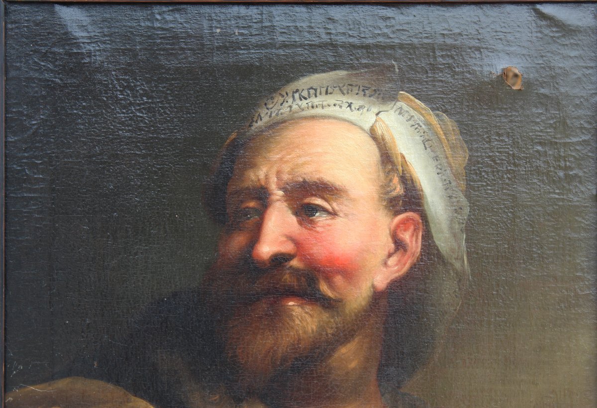 Oil On Canvas Portrait Of A Man After Jacob Toorenvliet, 18th Century-photo-2