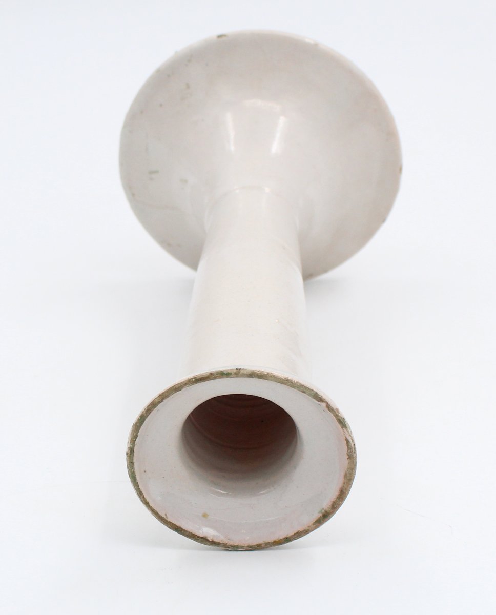 Moustiers Earthenware Candlestick / Oil Lamp Stand, 18th/19th Century-photo-3