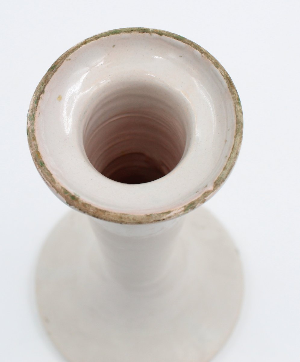 Moustiers Earthenware Candlestick / Oil Lamp Stand, 18th/19th Century-photo-1
