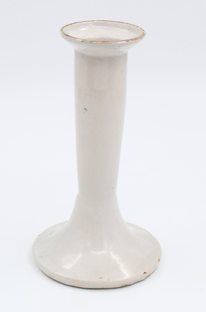 Moustiers Earthenware Candlestick / Oil Lamp Stand, 18th/19th Century