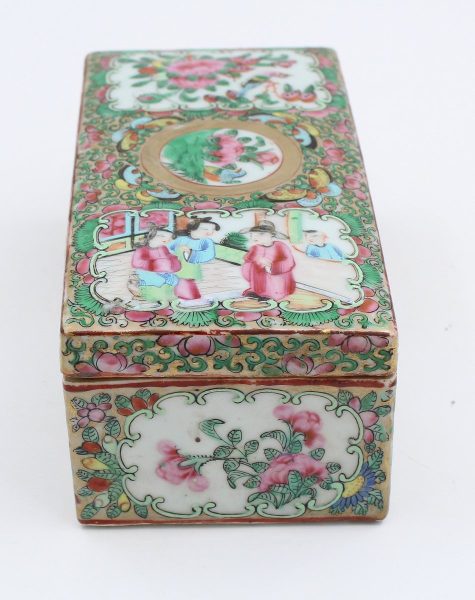 Boite en porcelaine de canton XIXème -photo-2
