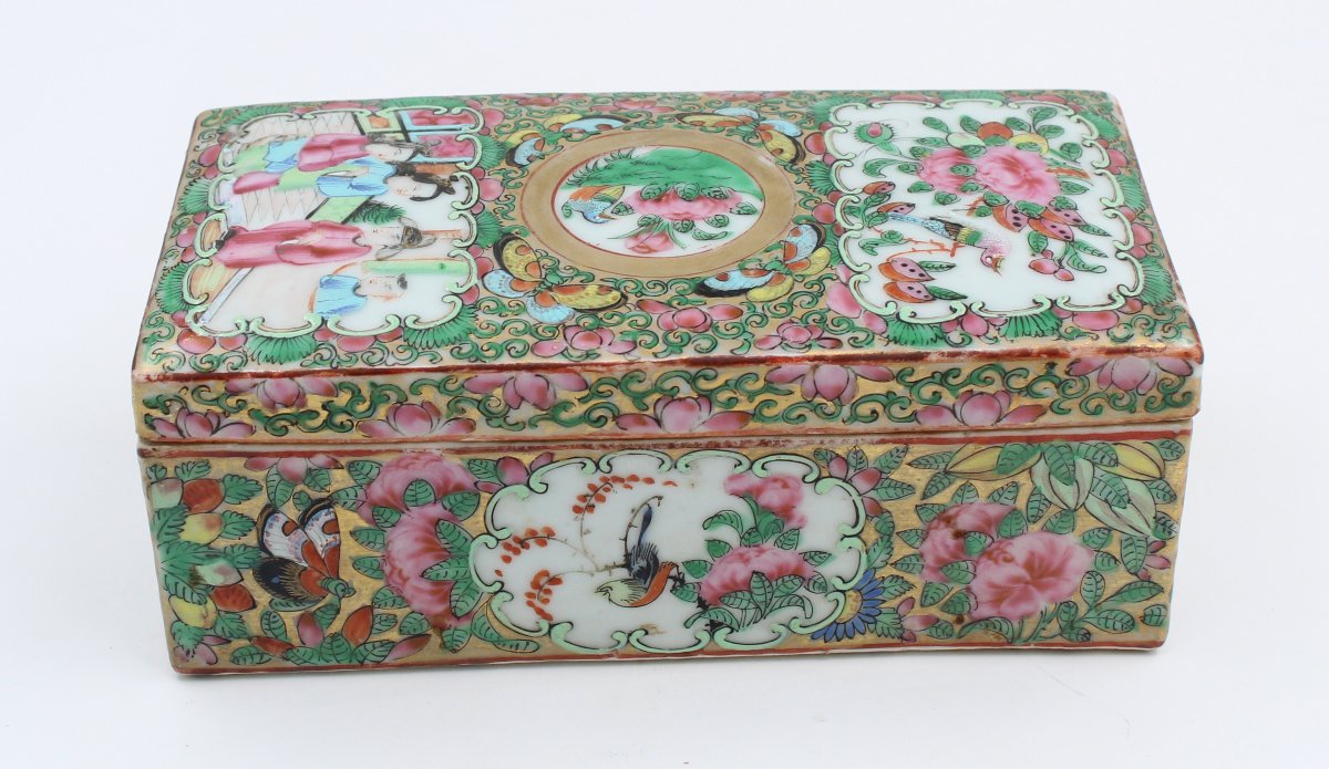 Boite en porcelaine de canton XIXème -photo-3