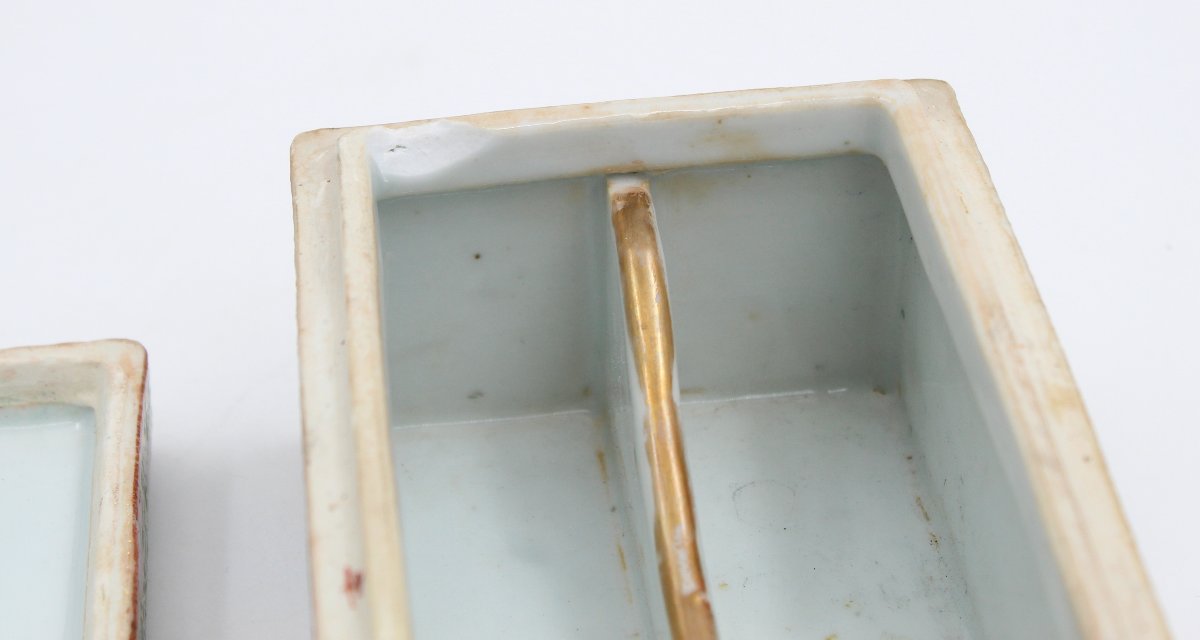 Boite en porcelaine de canton XIXème -photo-1