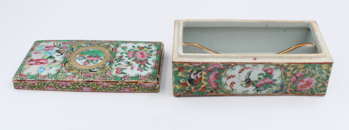 Boite en porcelaine de canton XIXème -photo-3