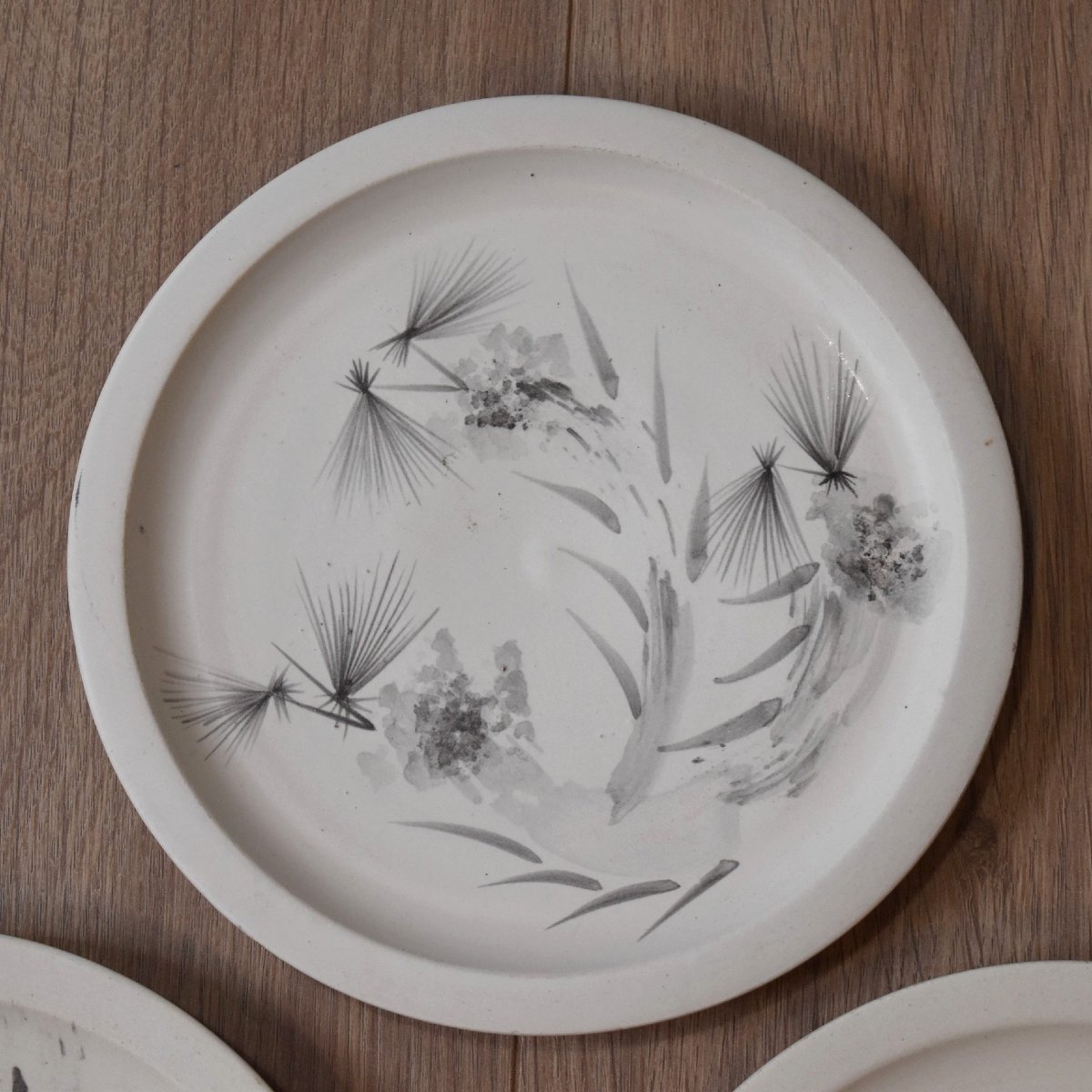 Madoura Workshop: Three Signed Ceramic Plates With Japanese-inspired Designs-photo-3