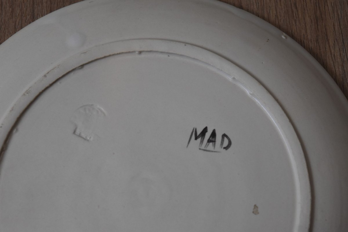 Madoura Workshop: Three Signed Ceramic Plates With Japanese-inspired Designs-photo-2