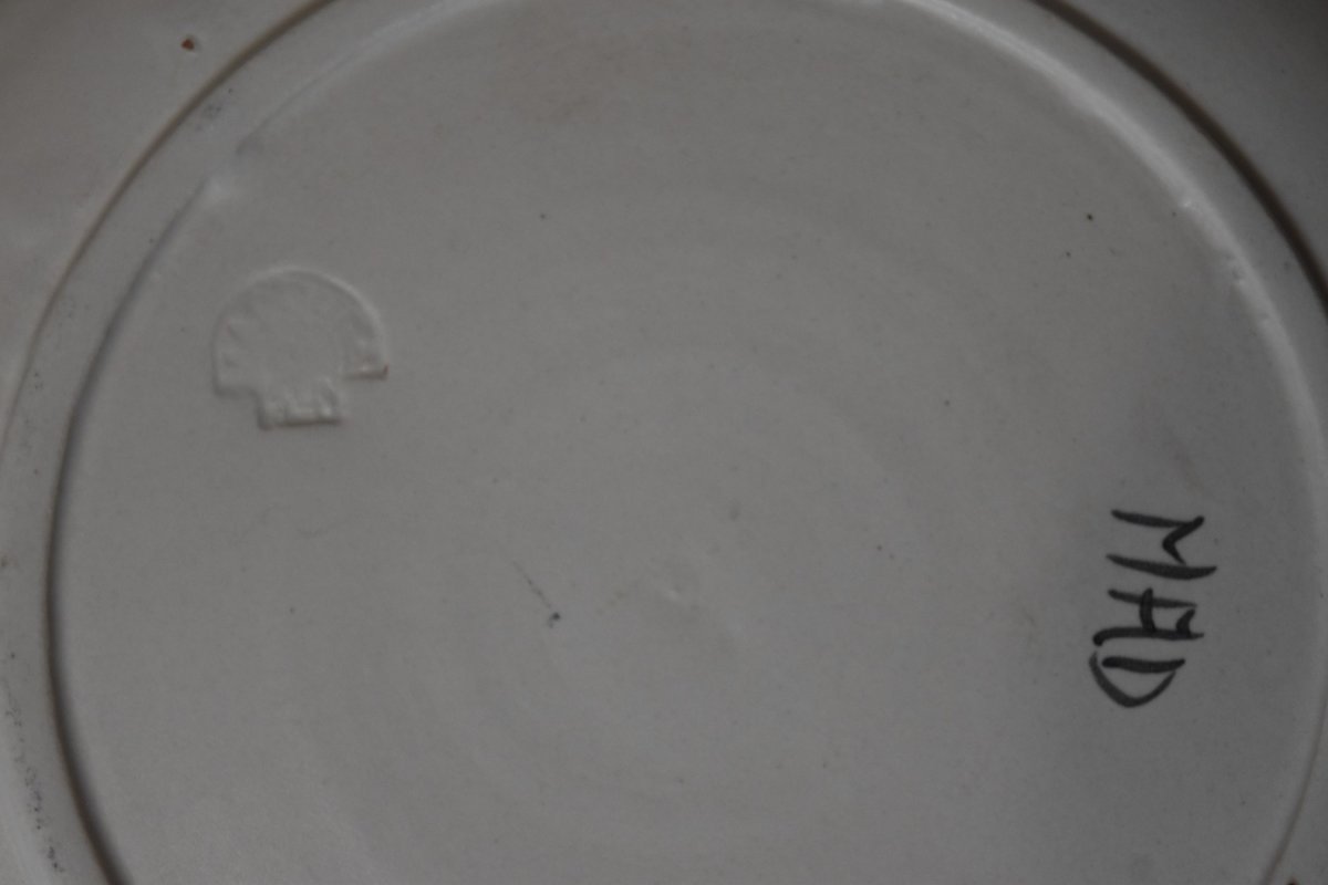 Madoura Workshop: Three Signed Ceramic Plates With Japanese-inspired Designs-photo-3