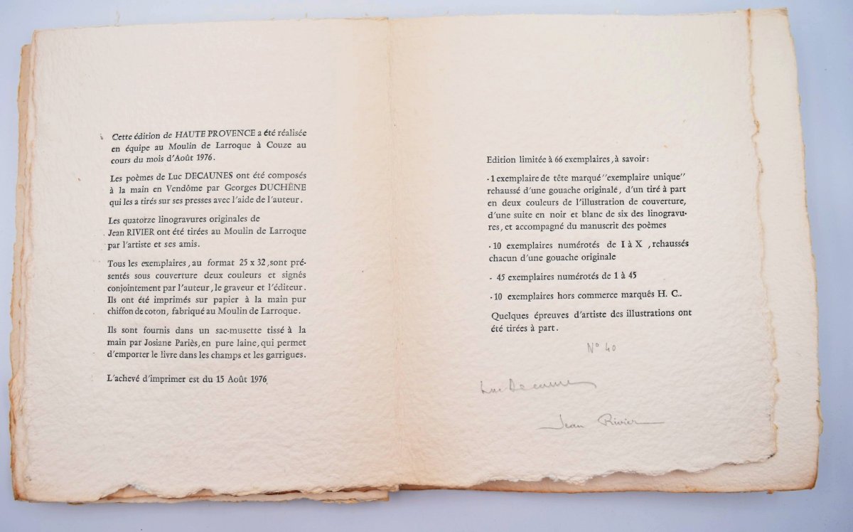 Haute Provence édition limitée du Moulin Larroque Luc Decaunes Jean Rivier n°40-photo-2