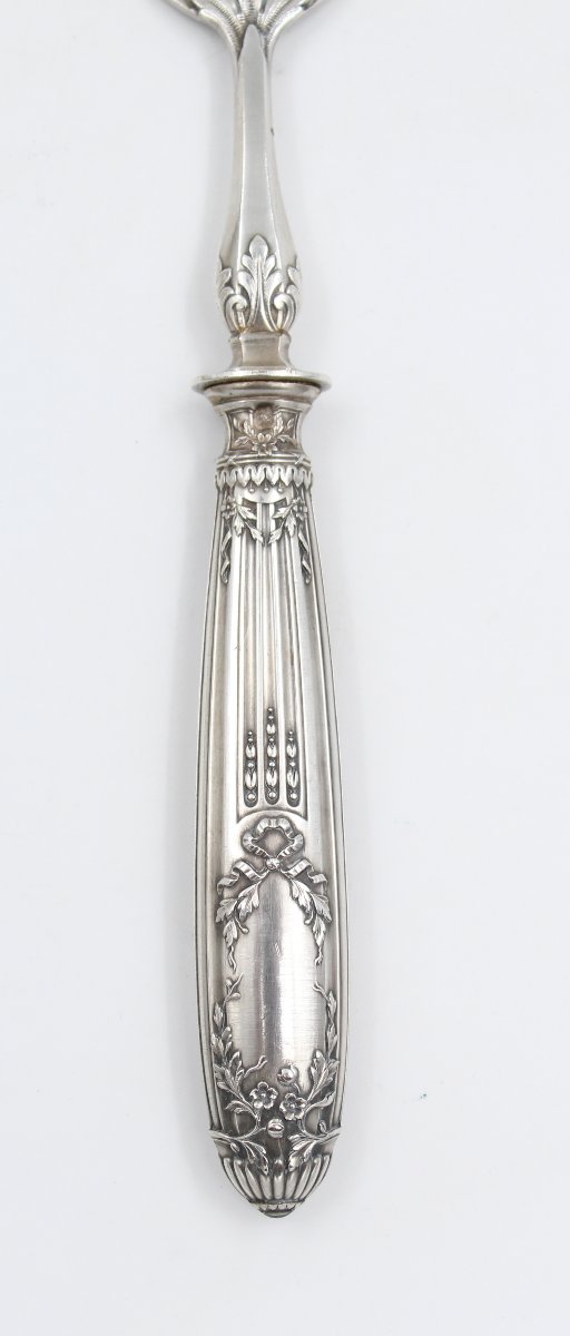 COUVERT DE SERVICE A POISSON EN ARGENT MINERVE ET METAL ARGENTE STYLE LOUIS XVI-photo-4