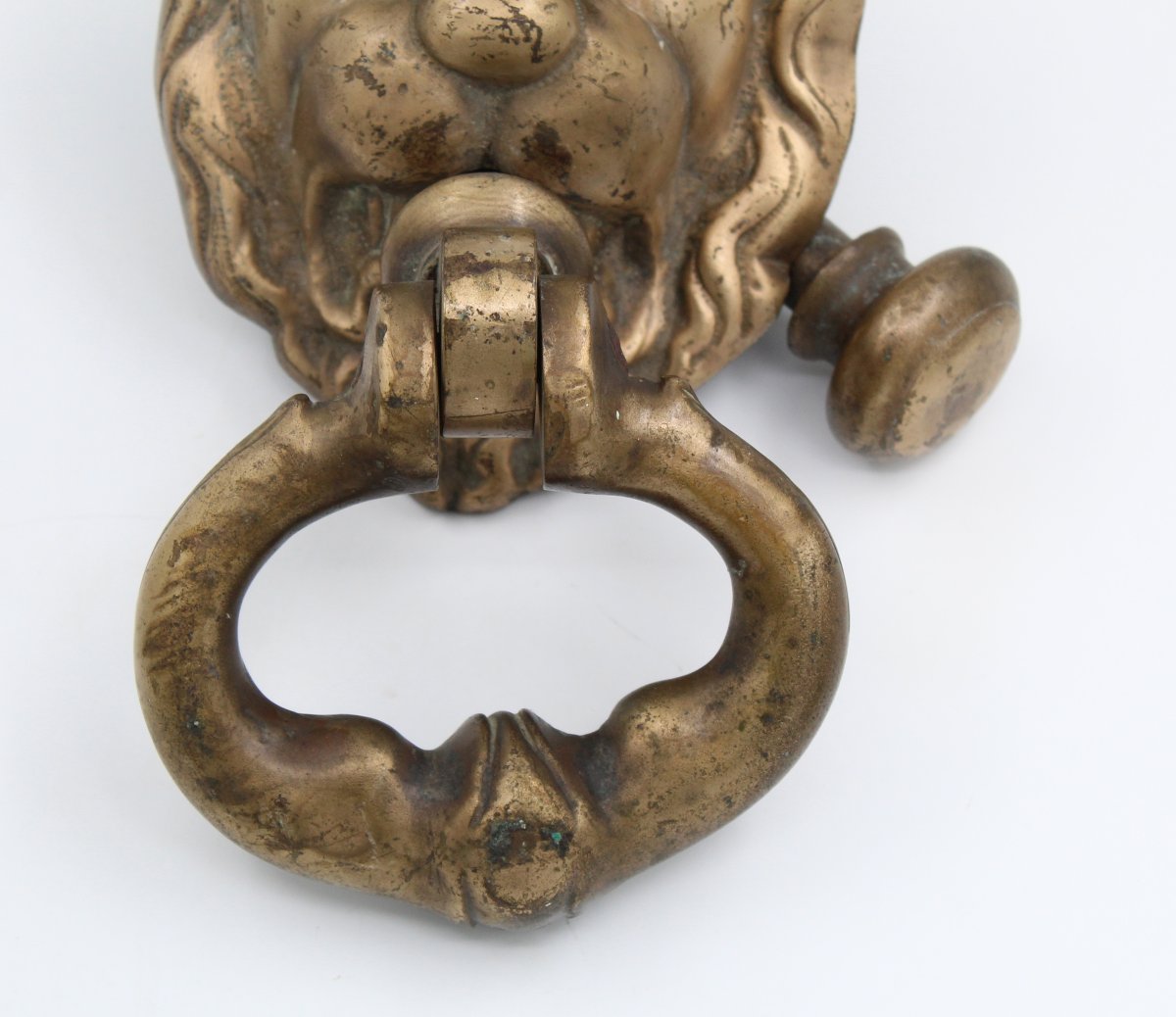 HEURTOIR EN BRONZE ANCIEN TETE DE LION ET SA PORTEE 19 EME-photo-2