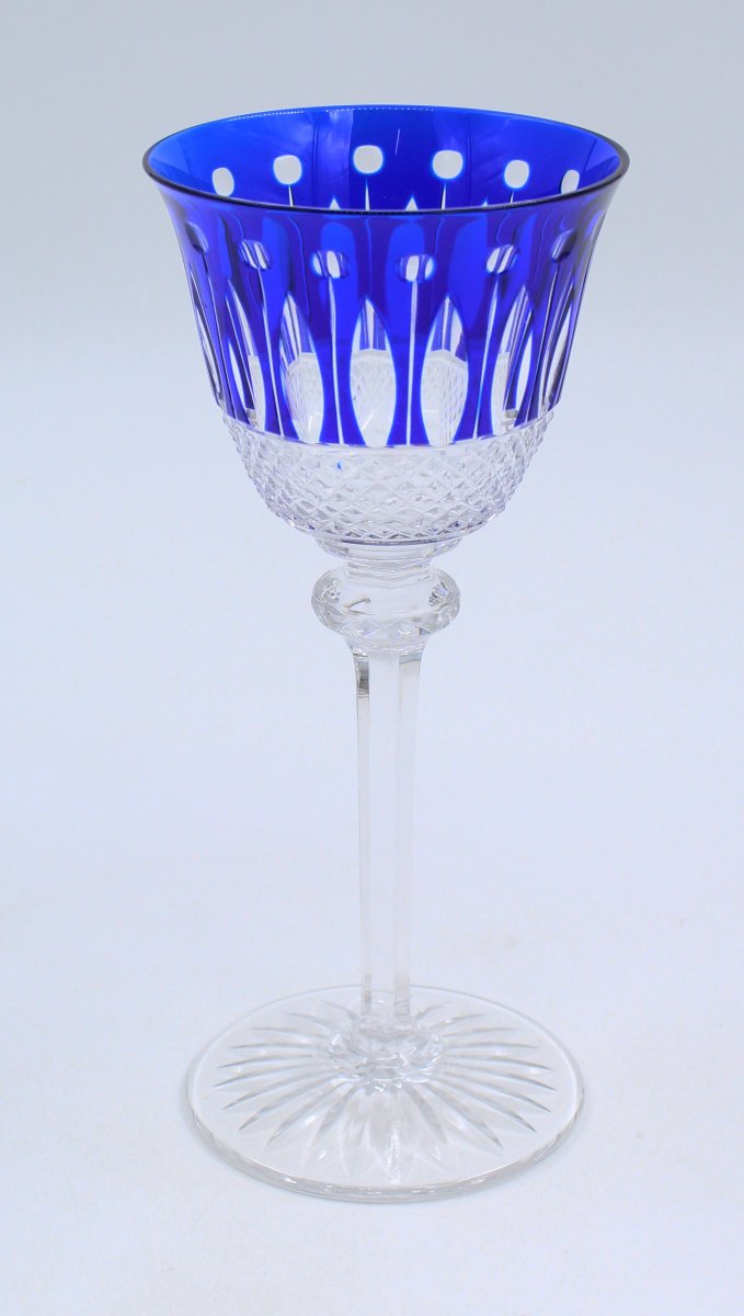 Roemer Wine Glass In Cut Crystal, Signed St. Louis Tommy, 19.8 Cm, Colored-photo-2