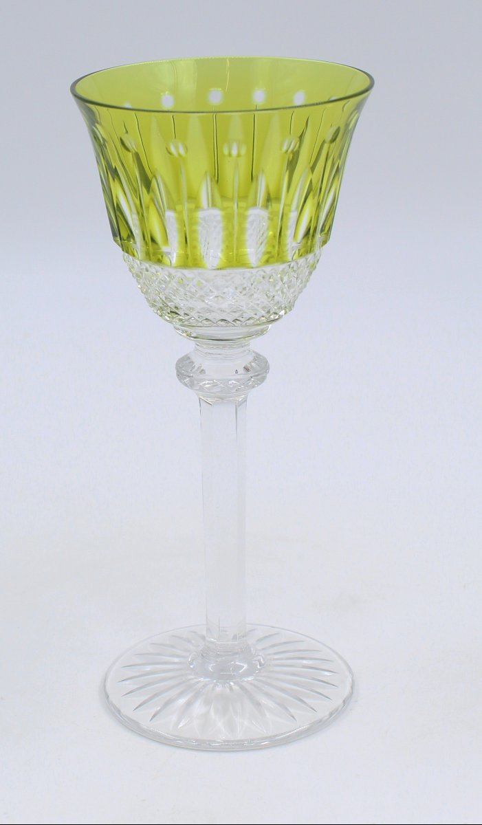 Roemer Wine Glass In Cut Crystal, Signed St. Louis Tommy, 19.8 Cm, Colored-photo-3