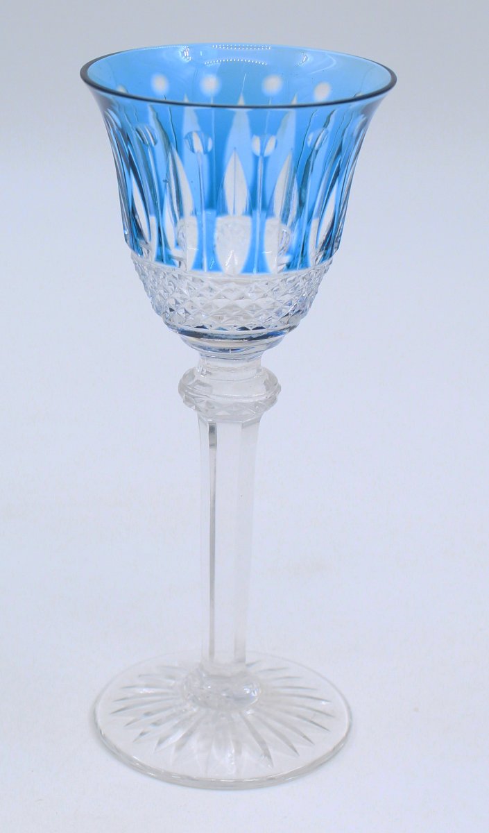 Roemer Wine Glass In Cut Crystal, Signed St. Louis Tommy, 19.8 Cm, Colored-photo-4