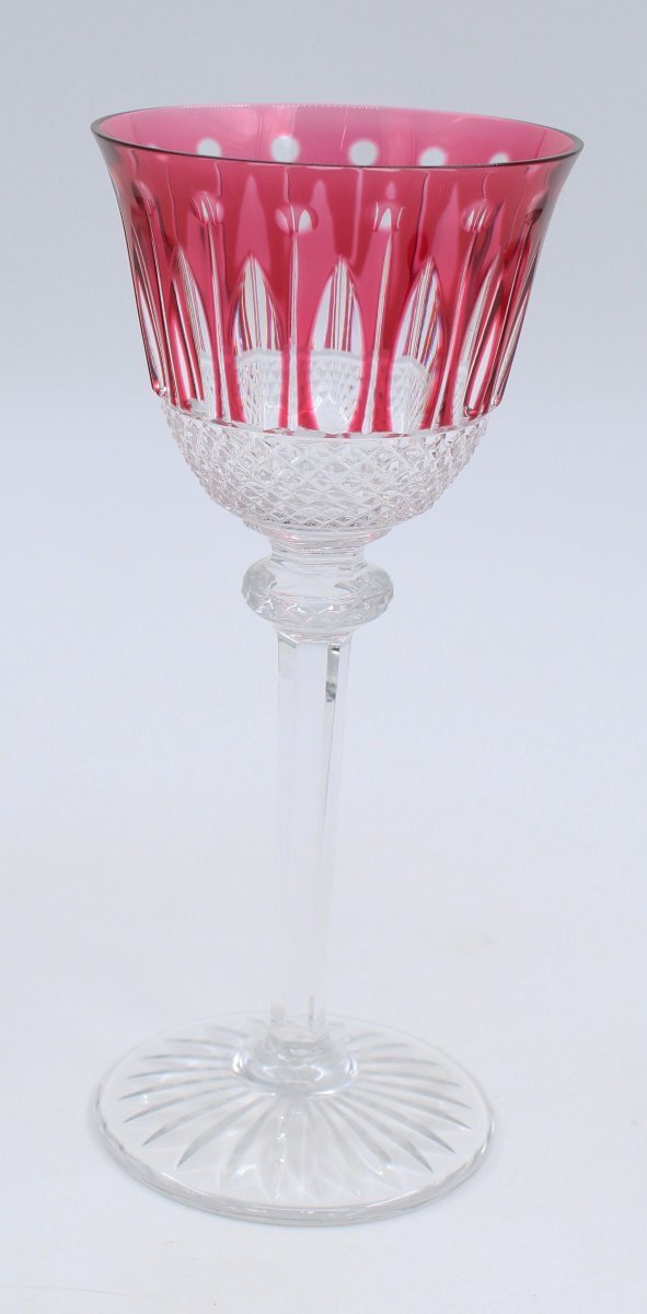 Roemer Wine Glass In Cut Crystal, Signed St. Louis Tommy, 19.8 Cm, Colored-photo-1