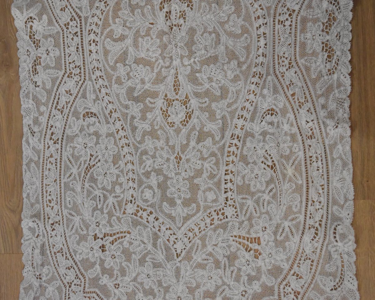 Antique Milan Lace Altar Cloth Or Table Runner -photo-2