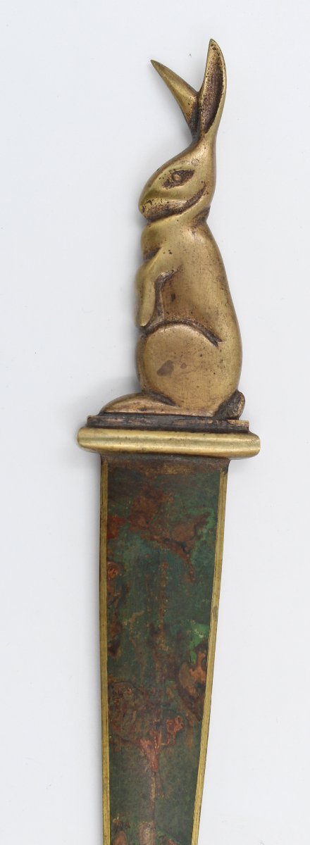 Bronze Letter Opener Signed By G. Garreau; Art Deco-era Letter Opener-photo-2
