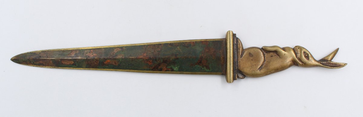 Bronze Letter Opener Signed By G. Garreau; Art Deco-era Letter Opener-photo-4