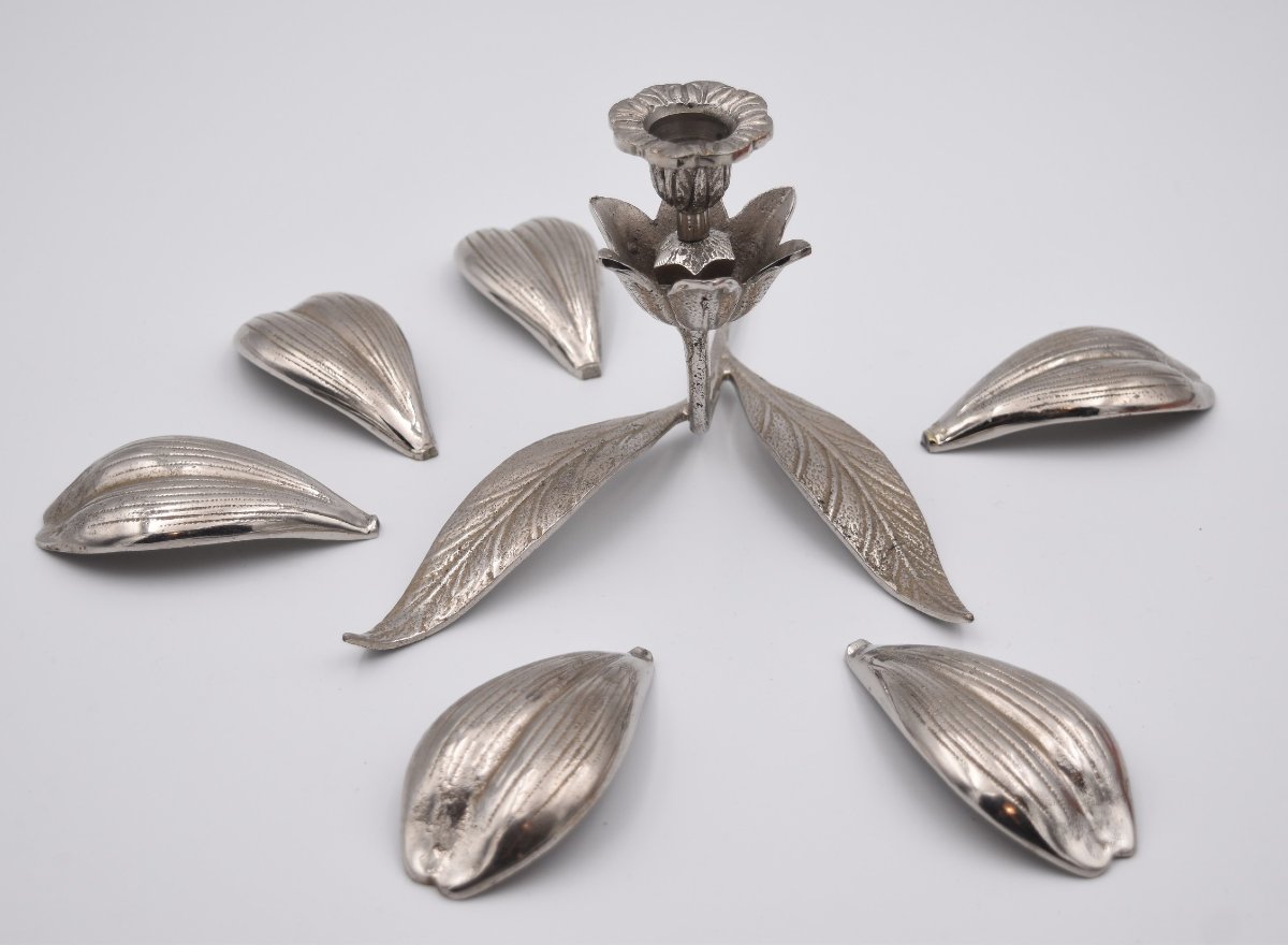 Vintage "party Flowers" Ashtray And Candleholder From The 1970s, S Agudo-style Flower Design-photo-3