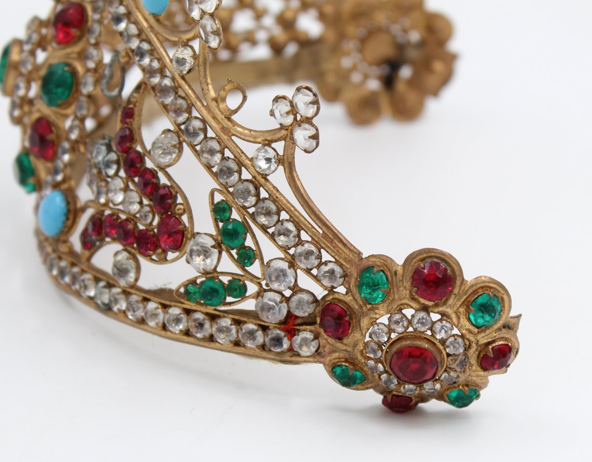 19th-century Gilt Brass Tiara With Rhinestones-photo-2