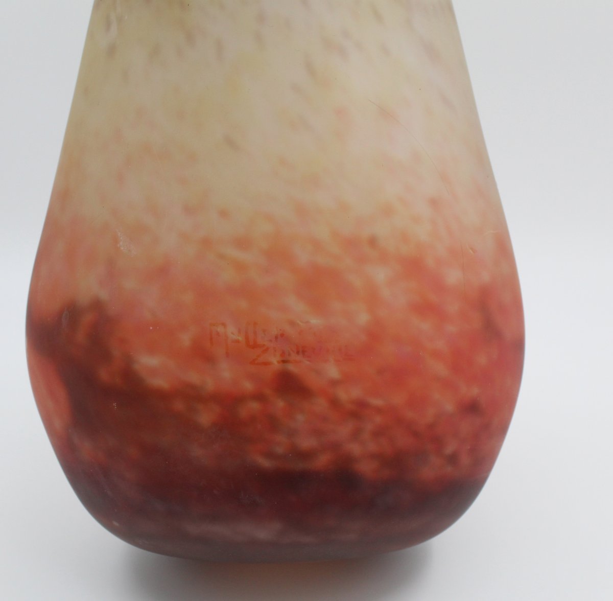 GRAND VASE en pâte de verre signée " MULLER FRERES LUNEVILLE " H= 30 CM-photo-2