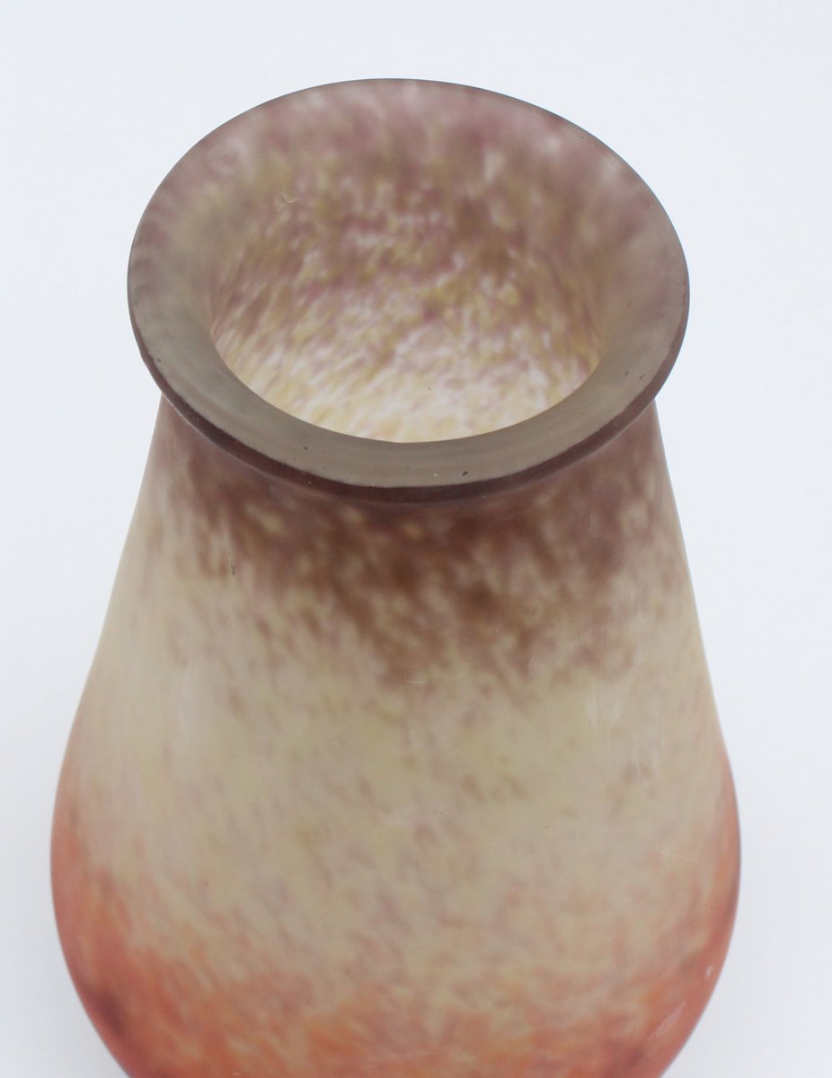 GRAND VASE en pâte de verre signée " MULLER FRERES LUNEVILLE " H= 30 CM-photo-2