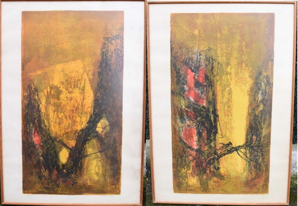 Lebadang (1921 2015) Paire De Grandes Lithographies épreuve d'Artiste