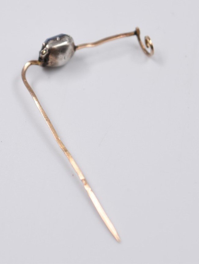 Gold Pin Early XIXth Century Hallmark Rooster Head 1798 1809-photo-4