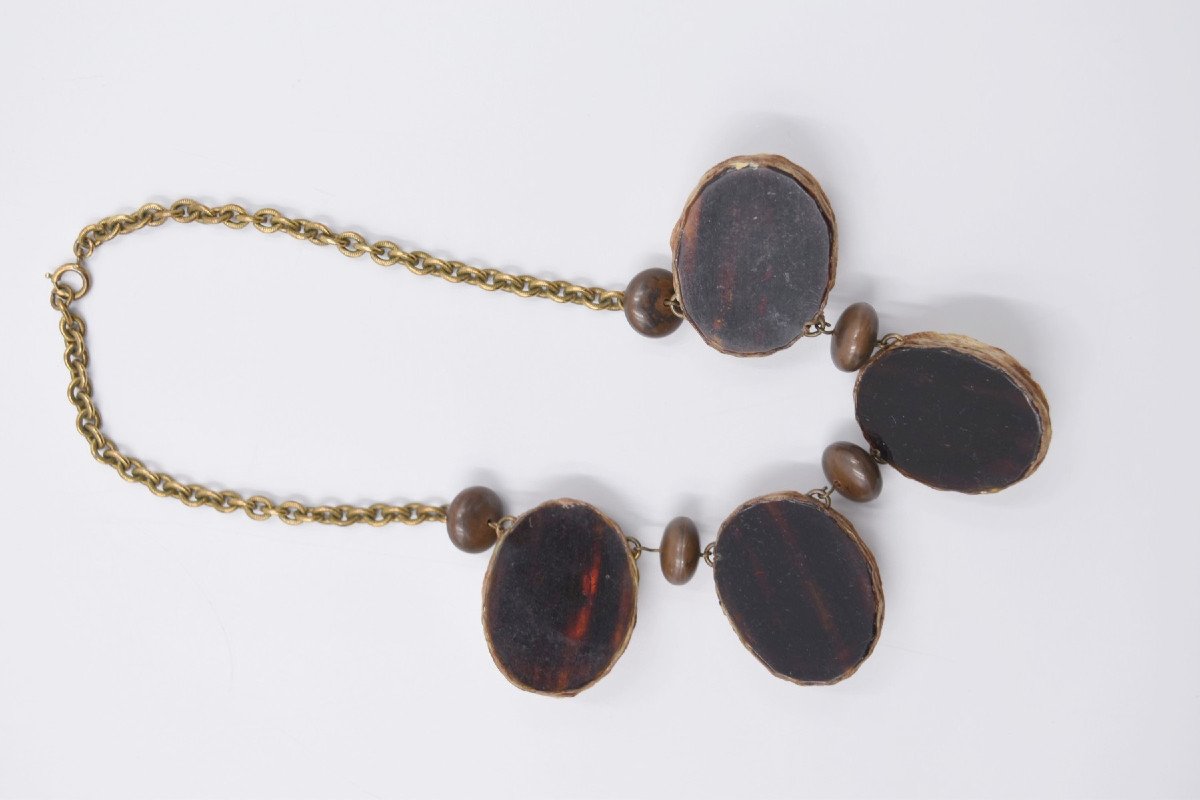 Ecole De Line Vautrin: Necklace In Talosel And Golden Metal-photo-3