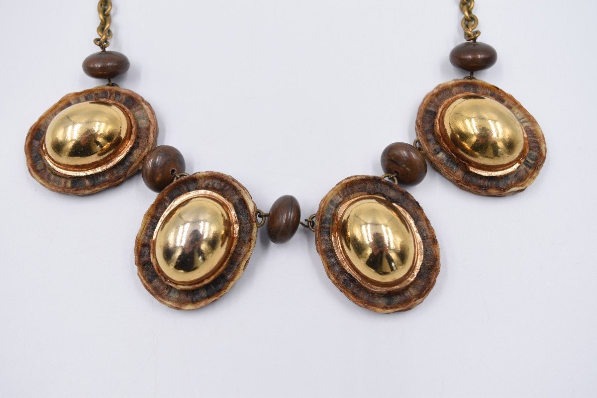 Ecole De Line Vautrin: Necklace In Talosel And Golden Metal-photo-3