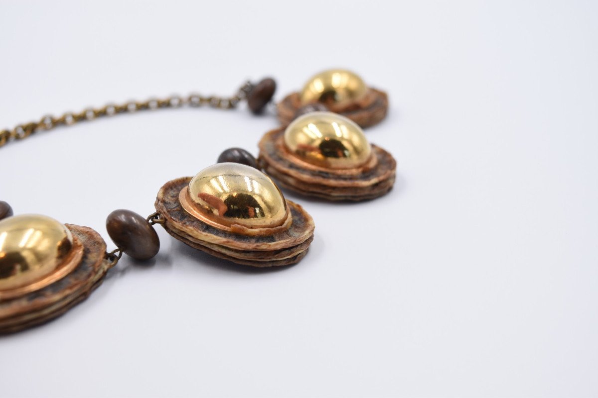 Ecole De Line Vautrin: Necklace In Talosel And Golden Metal-photo-7