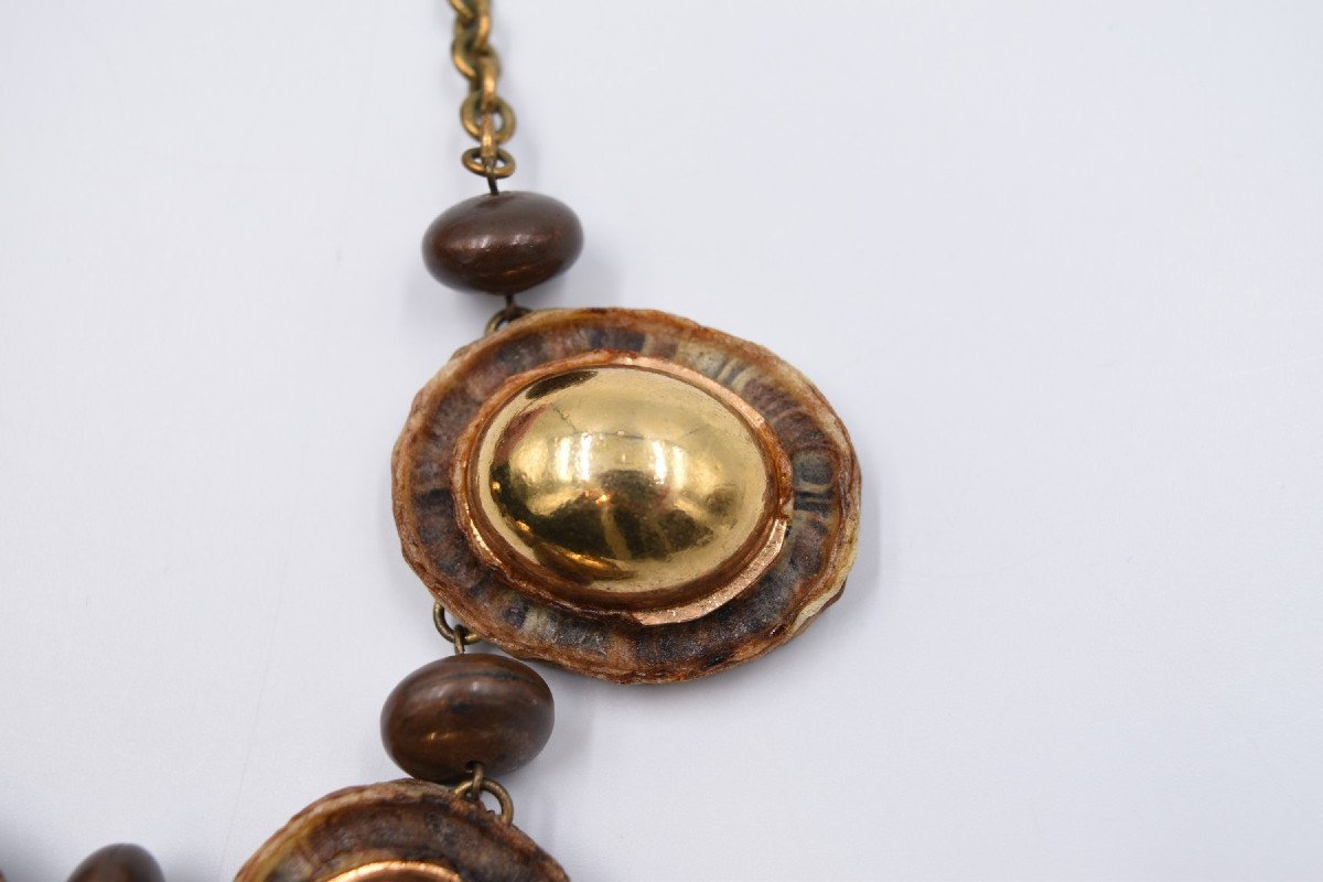 Ecole De Line Vautrin: Necklace In Talosel And Golden Metal-photo-8