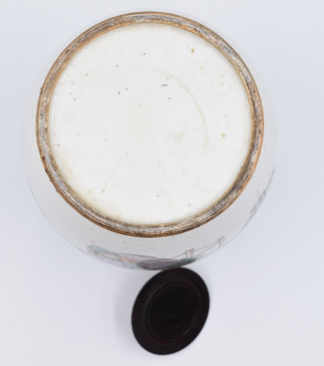 Pot Ovoide Couvert En Porcelaine De Chine XIX &egrave;me Qing-photo-5