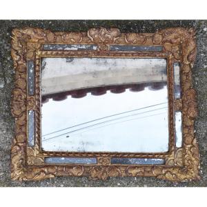 Regence Mirror With Glass With Parecloses Golden Carved Wood Frame 18th Regency