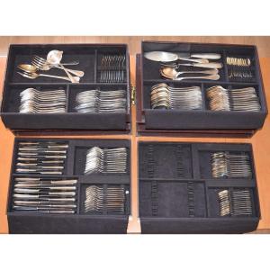 Cutlery Set 151 Pieces Silver Metal Christofle Model Pearls With 2 Boxes