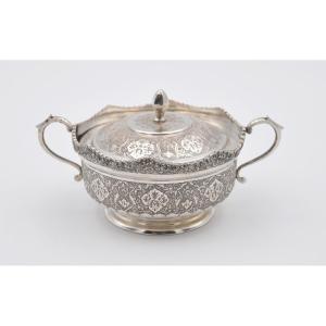 Sugar Bowl In Sterling Silver Islamic Iran Persian Qajar