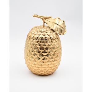 Ice Cube Bucket In Gold Metal Mauro Manetti Italy Pine Cone