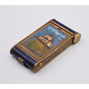 Ancien Poudrier Minaudière Nécessaire à Couture Laque Du Japon Château Japonais