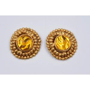 Yves Saint Laurent Ysl : Paire De Boucles d'Oreilles à Clip Vintage