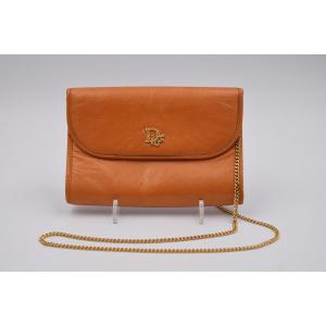 Sac à Main Vintage Christian Dior Cuir Fauve Et Métal Doré Années 80