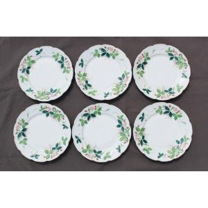 6 Limoges Porcelain Plates From Maison Raynaud From The George Sand "strawberries" Service