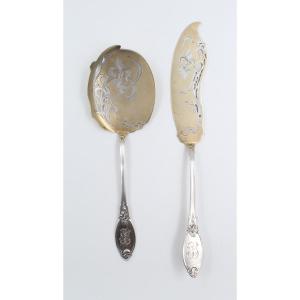Service à Glace Argent Massif Minerve Et Vermeil Art Nouveau Ice Cream Silver