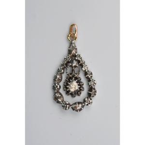 Ancien pendentif or argent et diamant taille rose, début du XIXème siècle