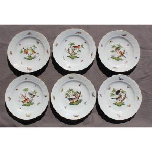 Herend Rothschild 6 ASSIETTES A DESSERT EN PORCELAINE 22.5 CM