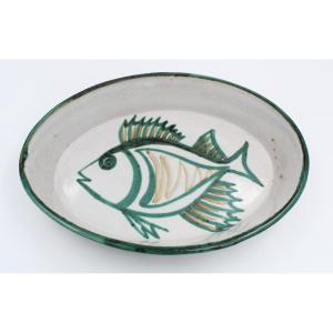 Plat à poisson robert picault en ceramique vallauris 1950