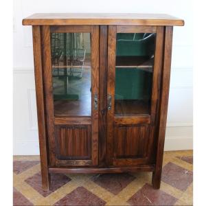 Brutalist-style Elm Bookcase/cabinet By Olavi Hanninen 