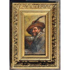 Tableau Huile / panneau représentant un Mousquetaire signé F. ROYBET 