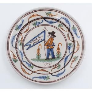 Plate From Roanne With Revolutionary Decor 18th Century Nicolas Factory