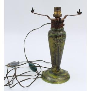 Acid-etched Multi-layer Glass Lamp Base Signed Daum Nancy