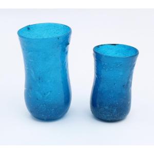2 Vintage Murano Pulegoso Glass Tumblers Circa 1930/1940 Italy